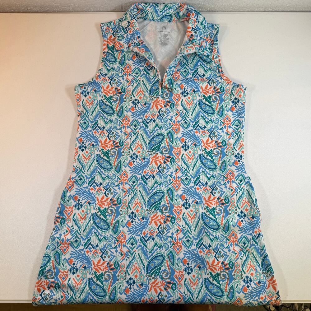 Emerald 18 Preppy Golf Dress Womens S Sleeveless 1/4 Zip Paisley